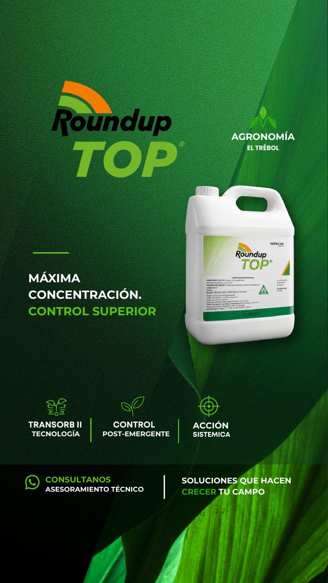 Propuesta conceptual de rediseño de Agronomía El Trébol con fondo verde, producto destacado y mejor jerarquía de texto